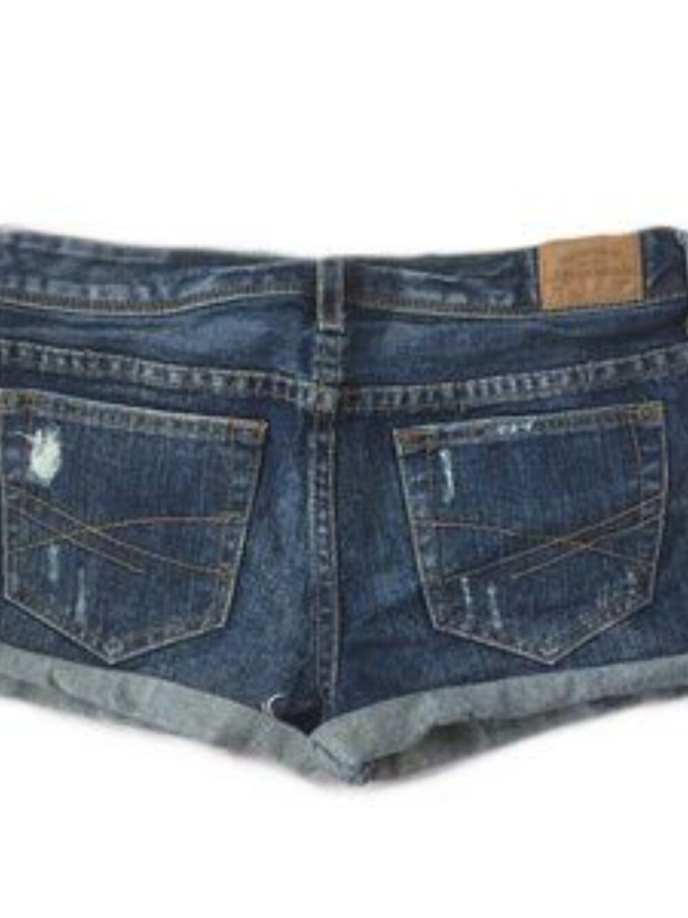 Cotton Distressed Low Rise Blue 1-2 - Picture 2 of 5